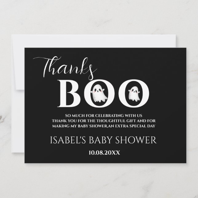 Halloween Baby Shower A Little Boo Thank You Card (Front)