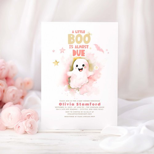 Halloween Baby Shower A Little Pink Baby BOO Invitation