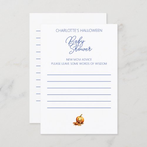 Halloween Baby Shower Advice Fill Out Form Enclosure Card