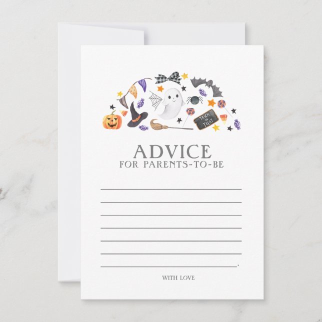 Halloween Baby Shower, Advice for Parents-to-be Note Card (Front)