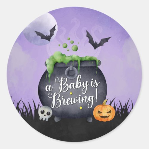 Halloween Baby Shower Baby is Brewing Sticker