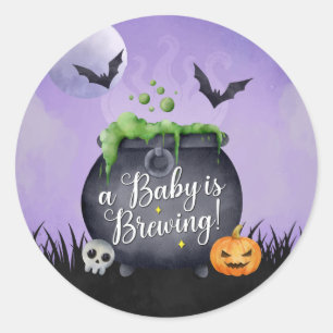 Halloween Baby Shower Baby is Brewing Sticker
