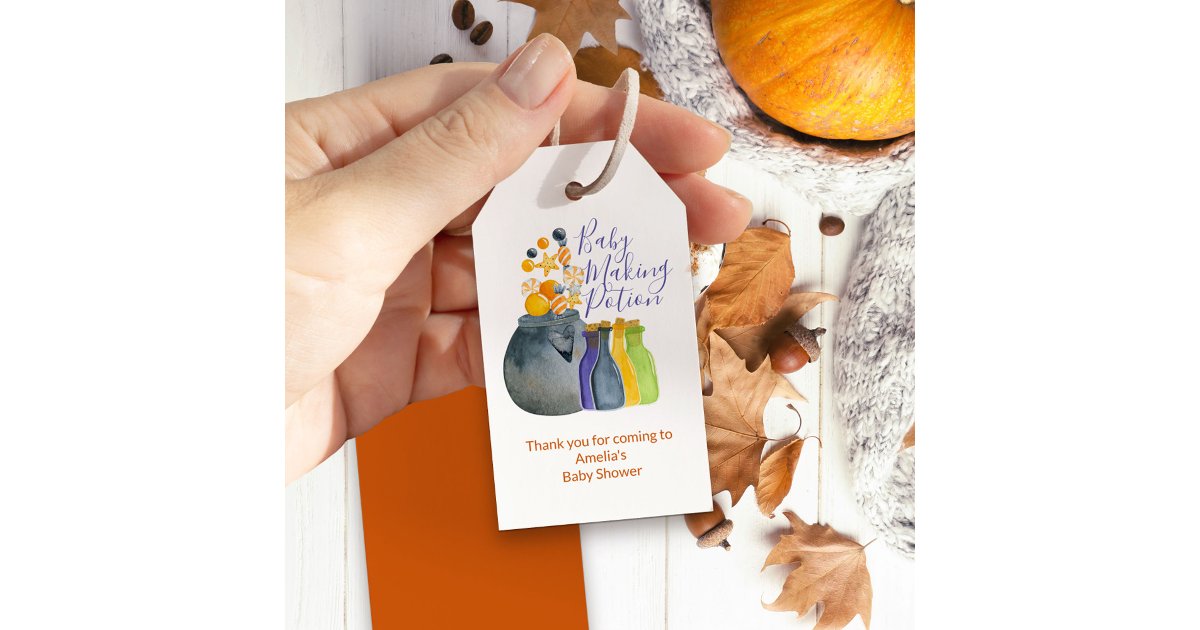 Halloween Baby Shower Baby Making Potion Thank You Gift Tags | Zazzle