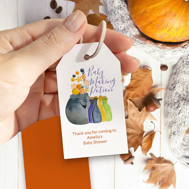 Halloween Baby Shower Baby Making Potion Thank You Gift Tags | Zazzle