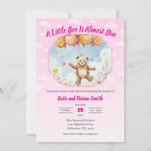 Halloween Baby Shower - Bear, Pumpkins, Clouds Invitation