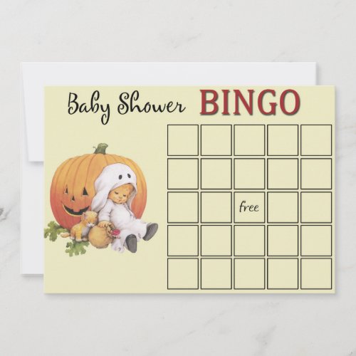 Halloween Baby Shower Bingo Card