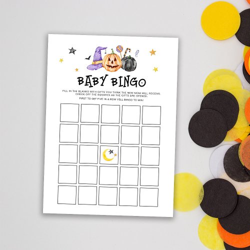 Halloween Baby Shower Bingo Game Card