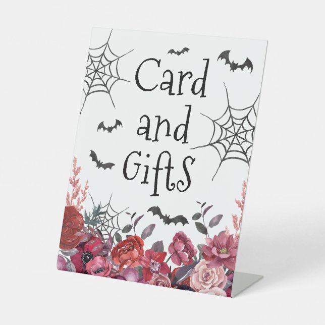 Halloween Baby Shower Black Bats Card Gifts Pedestal Sign (Front)