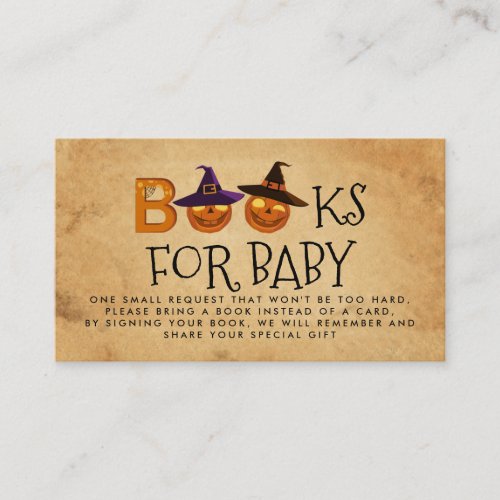 Halloween Baby Shower Boo Book Request  Enclosure Card