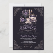 Halloween Baby Shower Brewing Tea Vintage Gothic