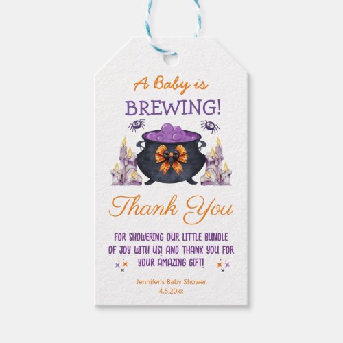  halloween baby shower brewing thank you cute gift tags