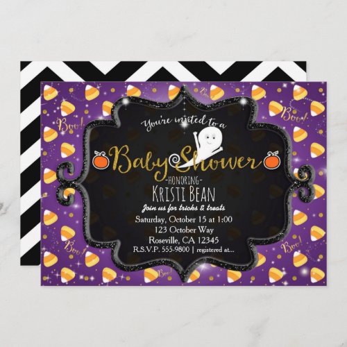 HALLOWEEN BABY SHOWER Candy Corn Ghost Invitation