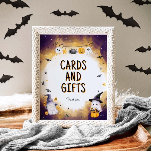 Halloween Baby Shower Cards and Gifts Sign 