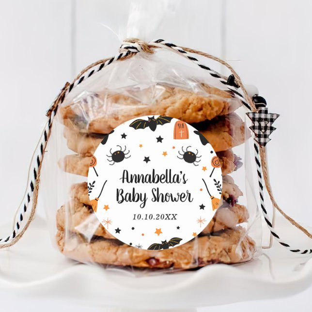 Halloween Baby Shower Classic Round Sticker (Creator Uploaded)