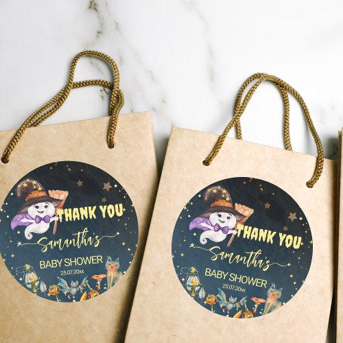Halloween baby shower cute ghost thank you classic round sticker