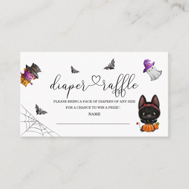 Halloween baby shower diaper raffle enclosure card (Front)