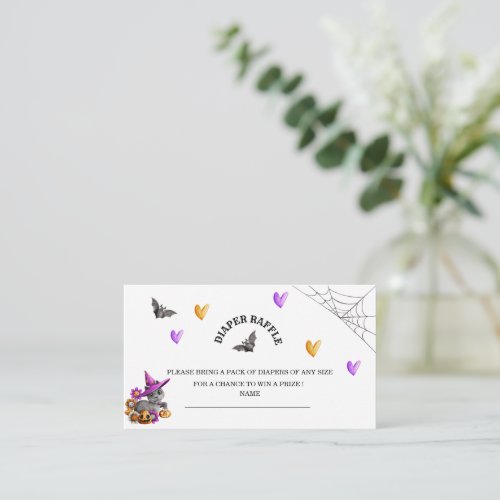 Halloween baby shower diaper raffle enclosure card