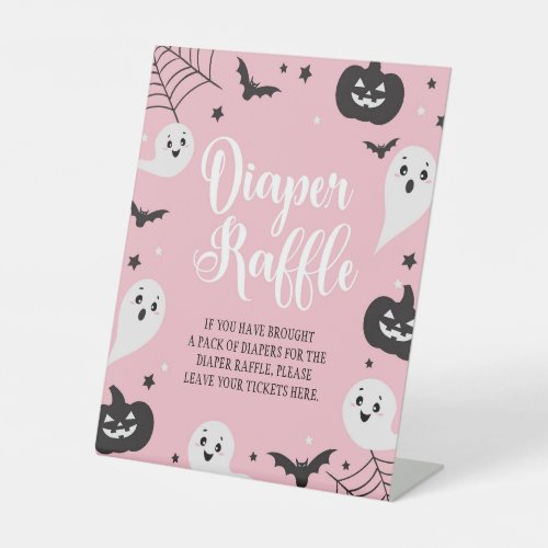 Halloween Baby Shower Diaper Raffle Pedestal Sign