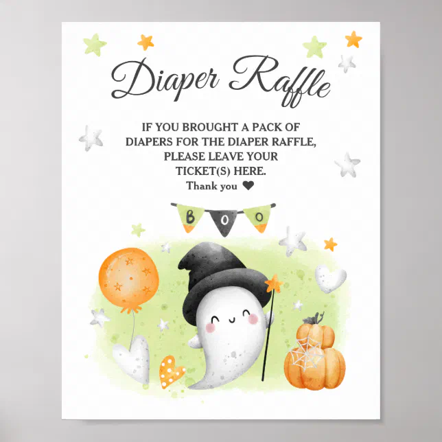 Halloweeen Raffle Sign Halloween Baby Shower Diaper Raffle Sign | Zazzle