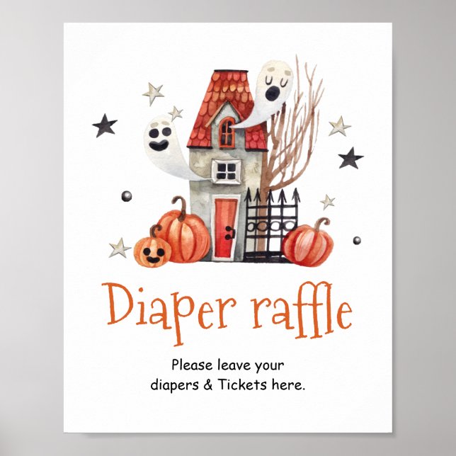 Halloween Baby Shower Diaper raffle Sign (Front)