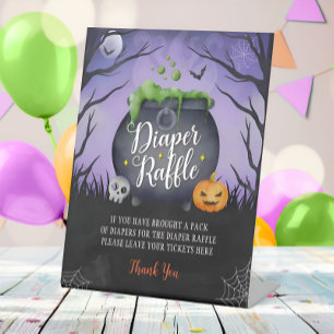 Halloween Baby Shower Diaper Raffle Sign Pedestal