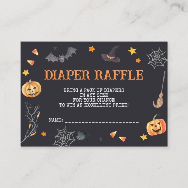 Halloween Baby Shower, Diaper Raffle Ticket Enclosure Card (Front)