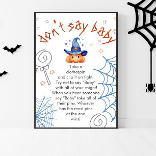 Halloween Baby Shower Don't Say Baby Game Poster