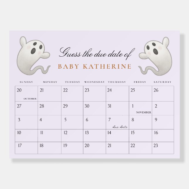 Halloween Baby Shower Due Date Guess Game Foam Board (Front)