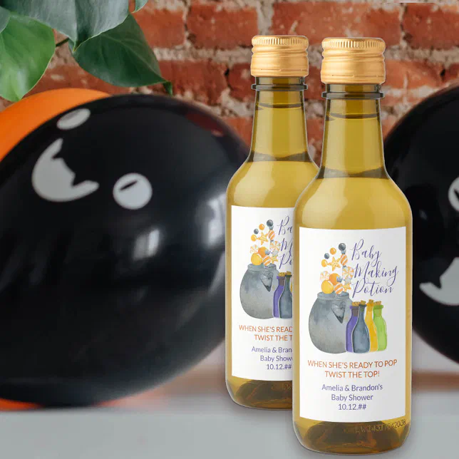 Halloween Baby Shower Favor Baby Making Potion Wine Label | Zazzle
