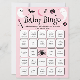 Halloween Baby Shower Find the guest Bingo Game Invitation