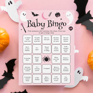Halloween Baby Shower Find the guest Bingo Game Invitation