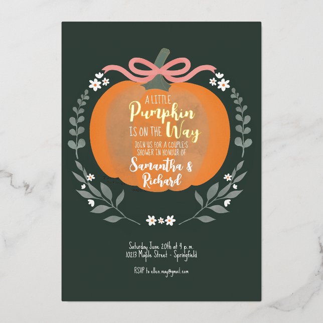 Halloween Baby Shower Foil Invitation (Front)