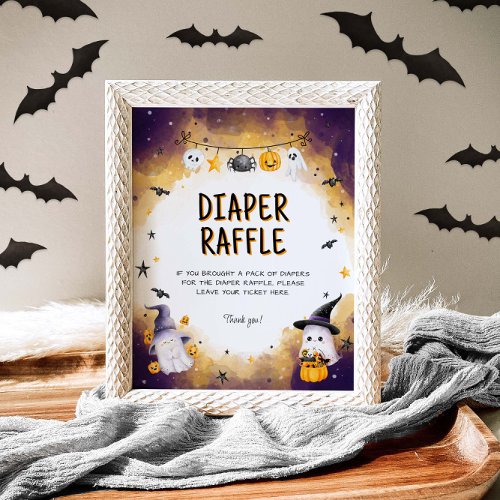 Halloween Baby Shower Game Diaper Raffle Sign 