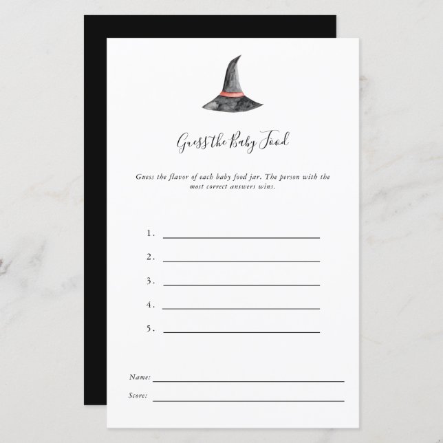 Halloween Baby Shower Game Guess the Baby Food (Front/Back)