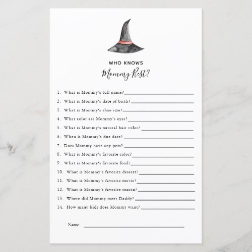 Halloween Baby Shower Game Witch Who Knows  Mommy