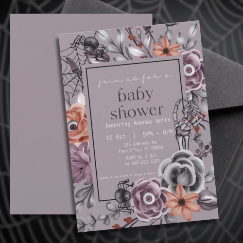 Halloween Baby Shower Gender Neutral October Invitation