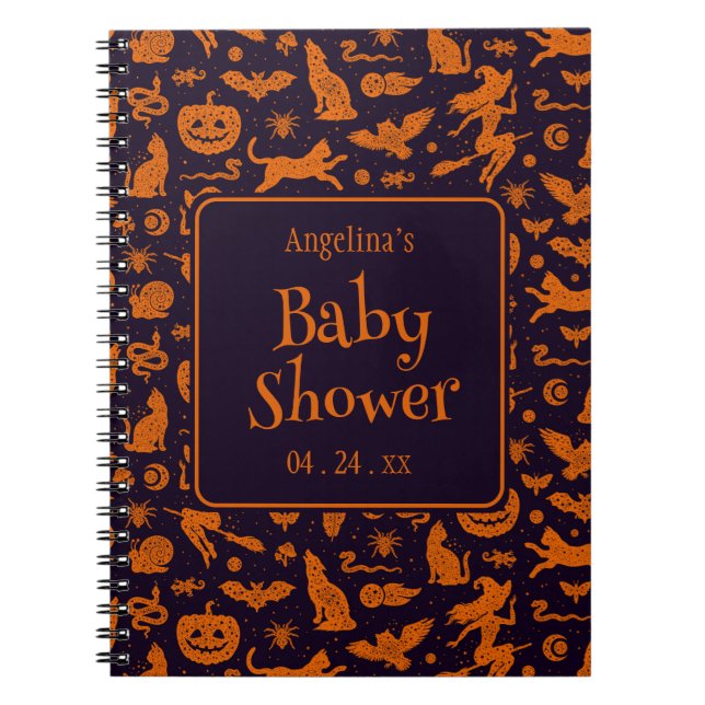 Halloween Baby Shower Gift List Notebook (Front)