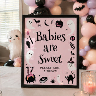Halloween Baby Shower Girl Babies are Sweet Favor Poster