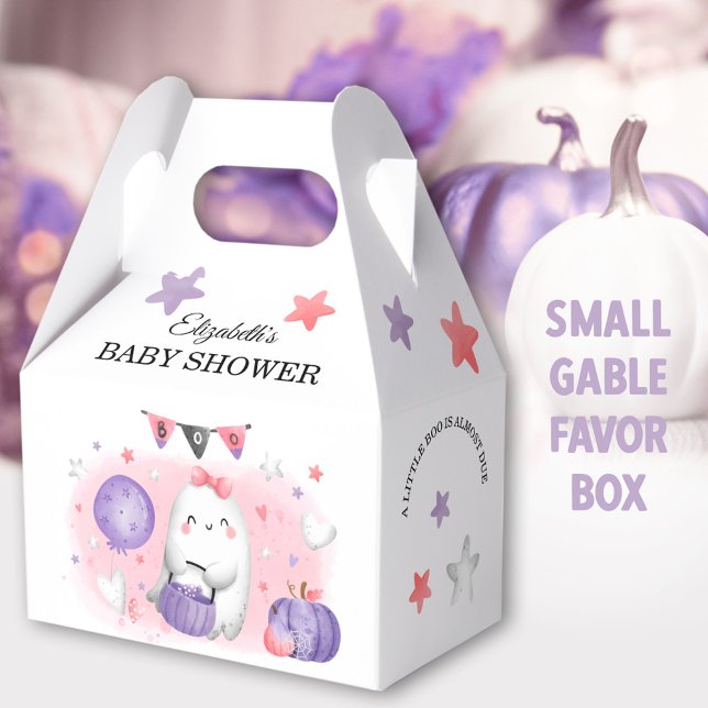 Halloween Baby Shower Girl Cute Favor Box (Pink Boo Halloween Small Gable Favor Boxes - You can choose from 3 sizes of these gable favor boxes)