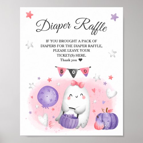 Halloween Baby Shower Girl Diaper Raffle Sign