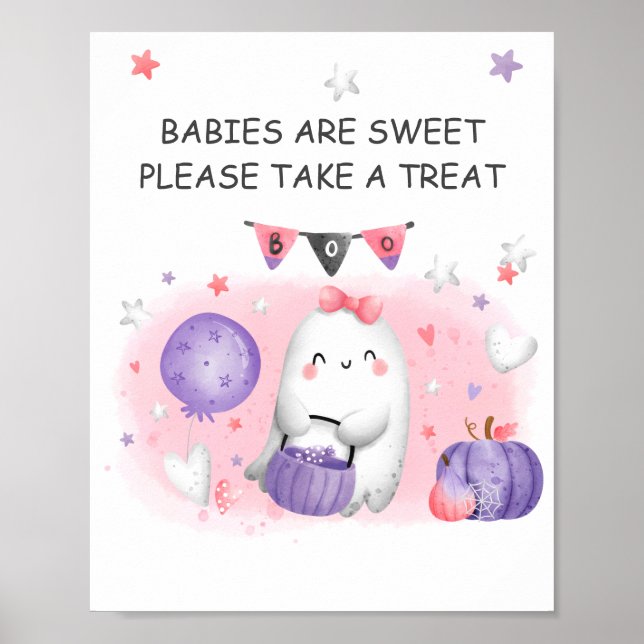 Halloween Baby Shower Girl Favor Sign (Front)