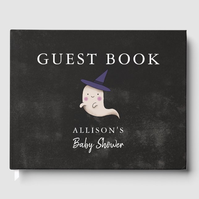 Halloween Baby Shower Girl Ghost Guest Book (Front)