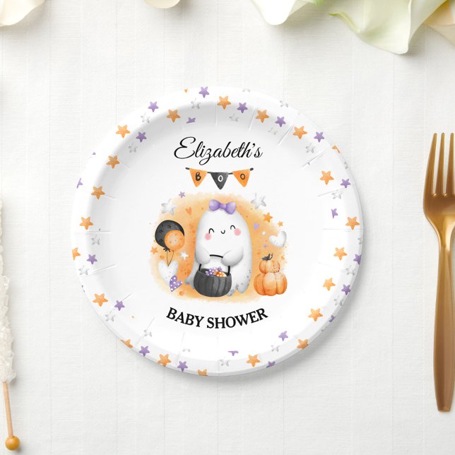 Halloween Baby Shower Girl Little Boo  Paper Plates (Halloween Baby Shower Girl Little Boo Paper Plates)
