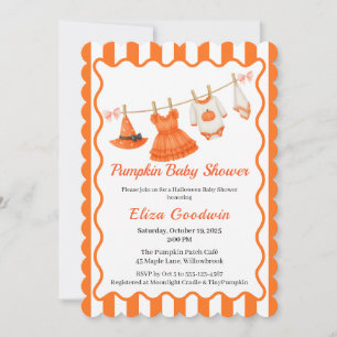 Halloween Baby Shower Girl Little Witch Pumpkin Invitation