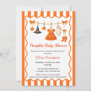 Halloween Baby Shower Girl Little Witch Pumpkin Invitation