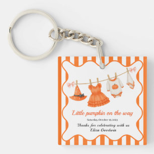 Halloween Baby Shower Girl Little Witch Pumpkin Keychain