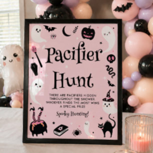 Halloween Baby Shower Girl Pacifier Hunt Game Poster