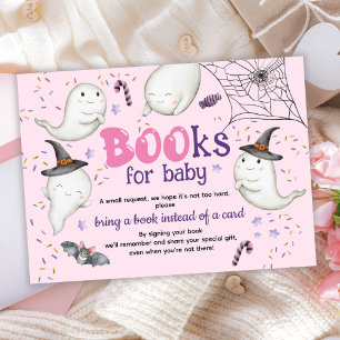 Halloween Baby Shower Girl Pink Books for Baby Enclosure Card