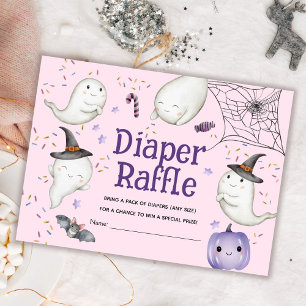 Halloween Baby Shower Girl Pink Diaper Raffle Enclosure Card