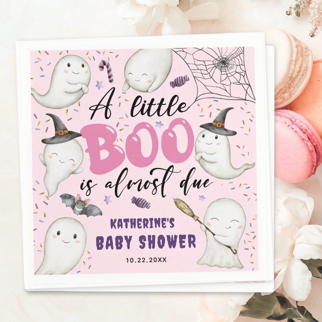 Halloween Baby Shower Girl Pink Little Boo Ghosts Napkins (Creator Uploaded)